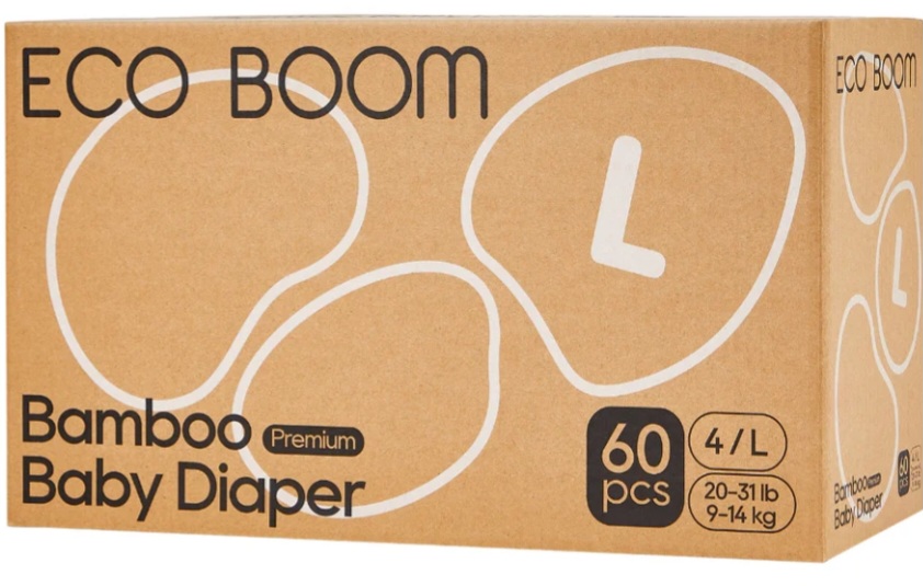 Premium Bamboo Baby Nappies Large (9-14Kg) - 60 Pcs